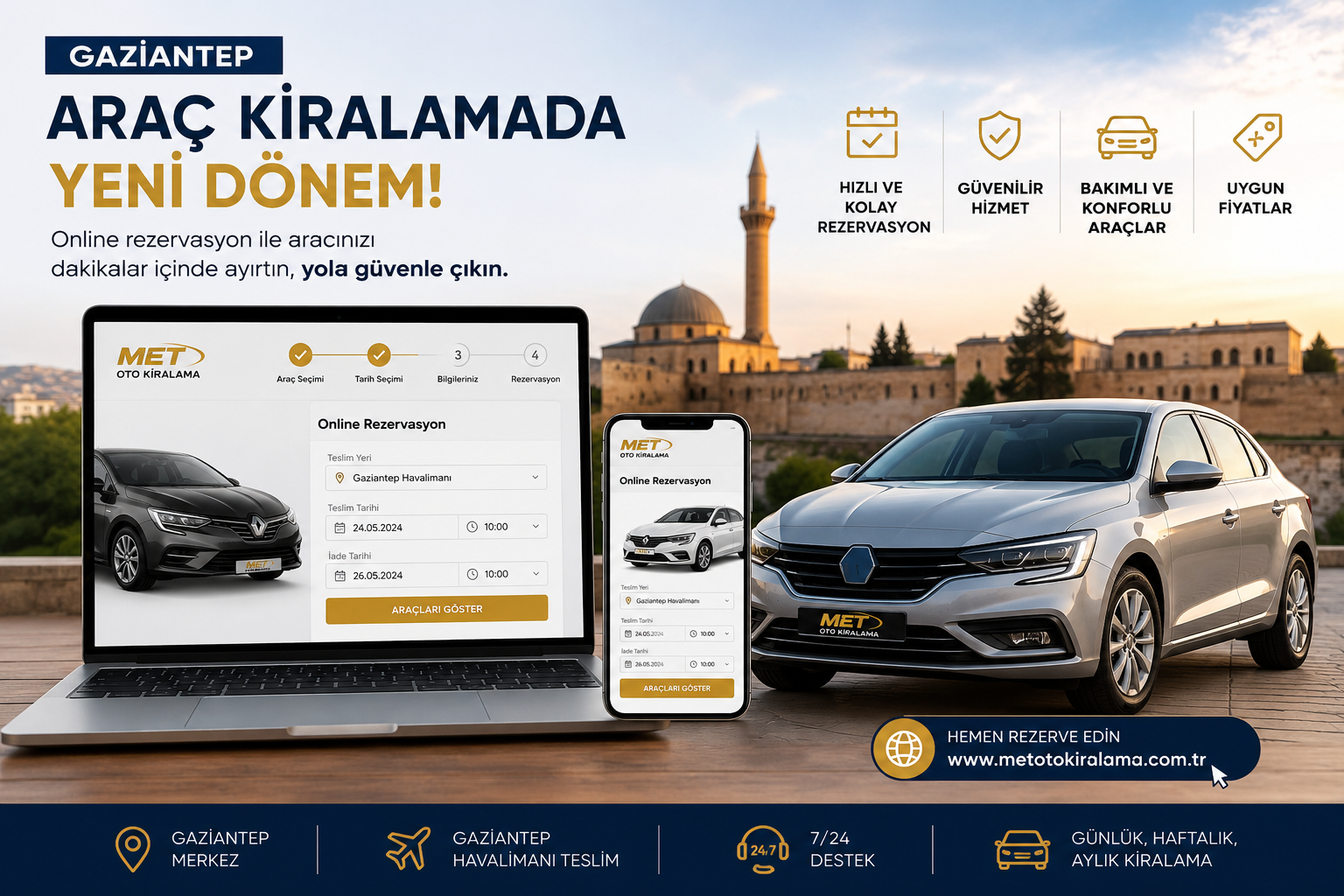 Gaziantep Araç Kiralamada Yeni Dönem Online Rezervasyon Artık Çok Daha Kolay